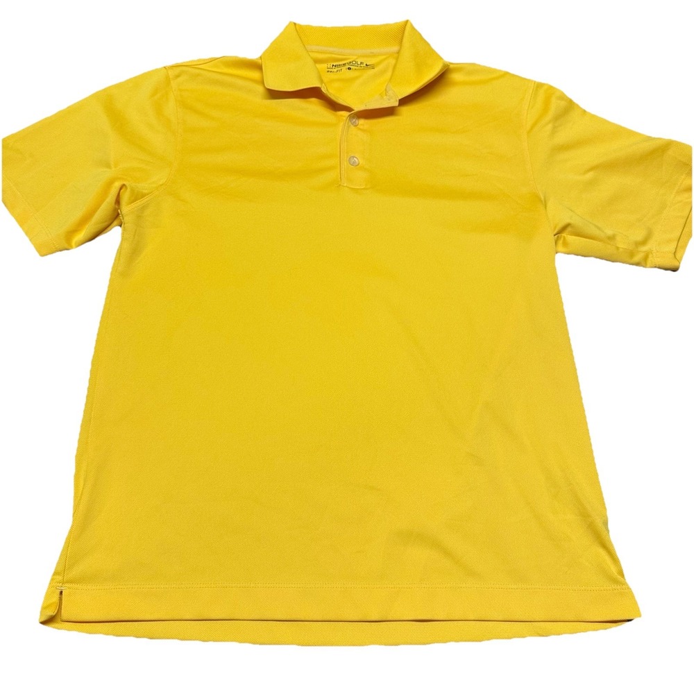 Nike Golf‎ Dri-Fit Polo Button Up Yellow Classic Athleisure Collar Men's Small